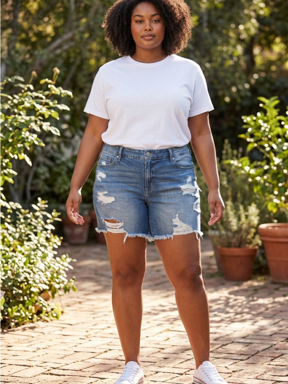torrid Light Blue Distressed High-Rise Jean Shorts